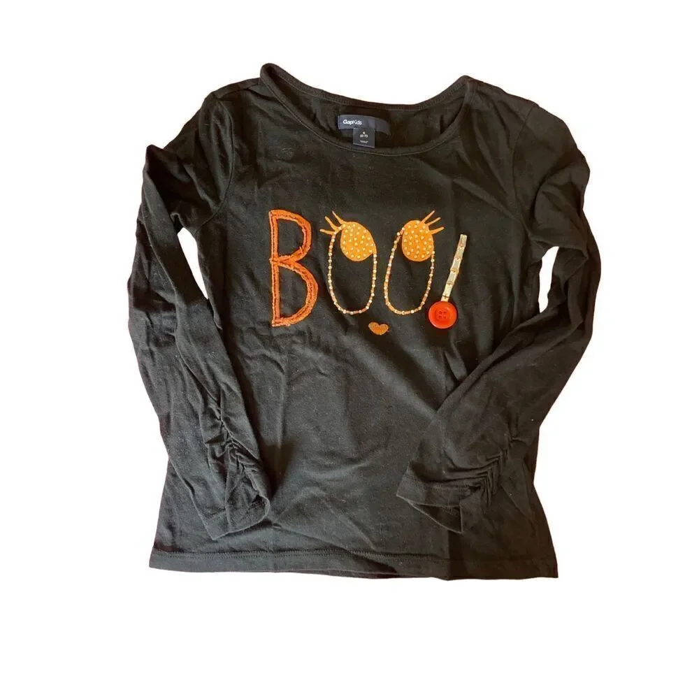 Gap kids girls Halloween black embellished blue shirt long sleeve size 6/7